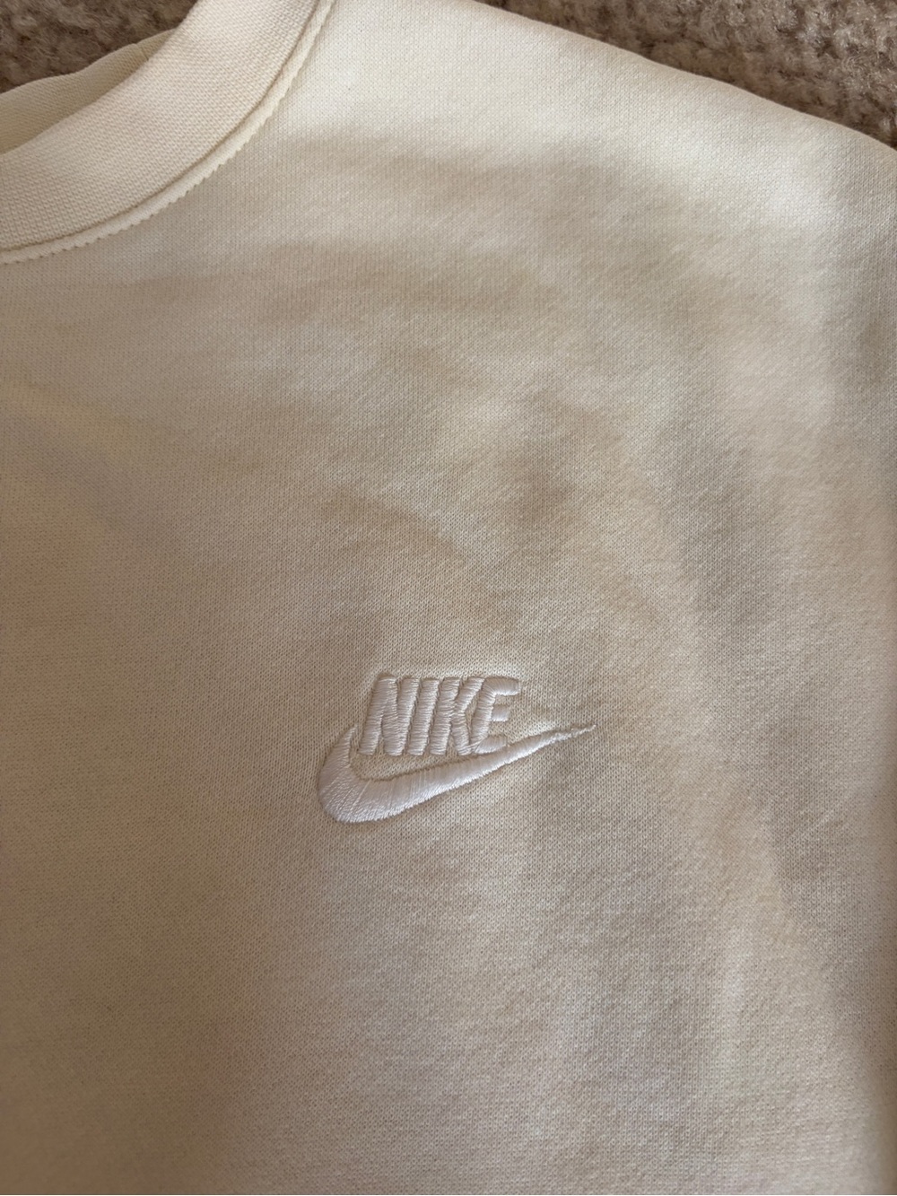 Nike Embroidered Logo Sweatshirt in Cream
